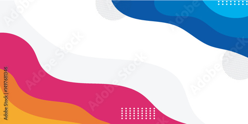 Simple blue and orange geometric business banner design. creative banner design with wave shapes and lines on white background for template. Simple horizontal banner. Eps10 vector