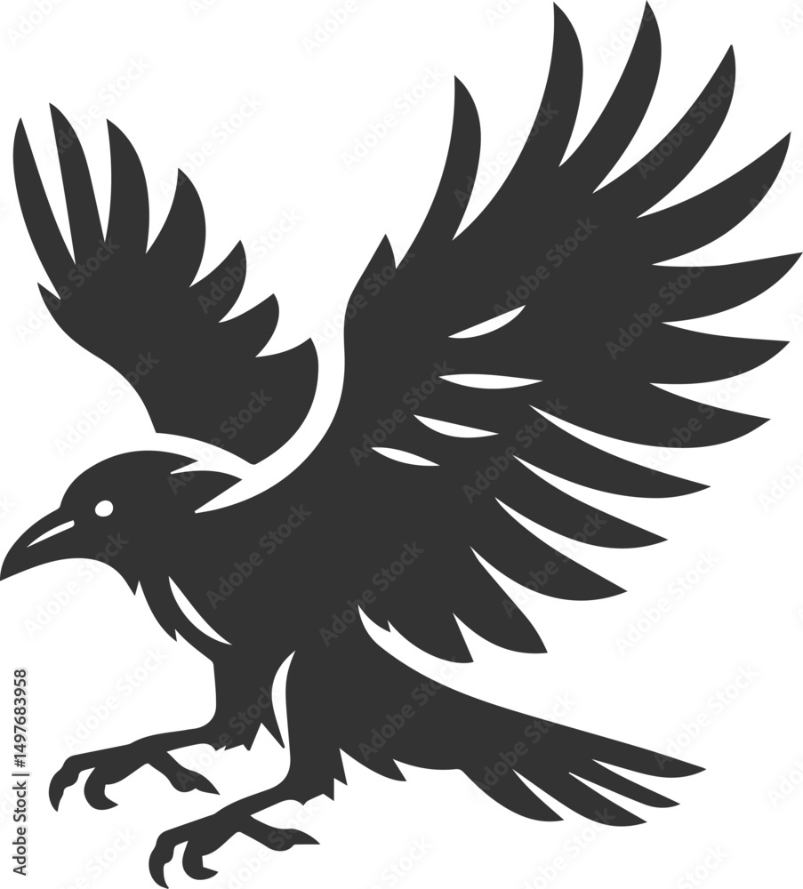 Obraz premium Black bird vector crow silhouette