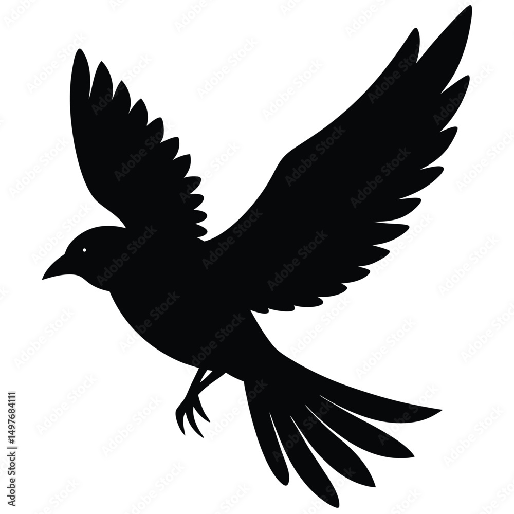 Obraz premium Coral Bird Silhouette Vector Illustration