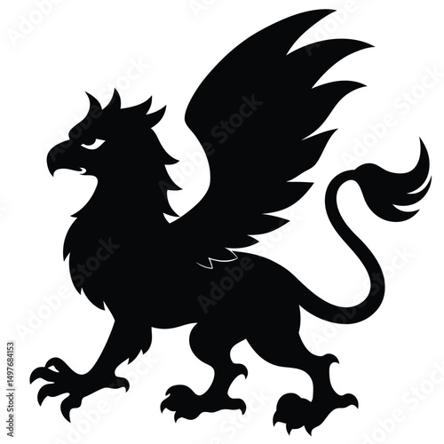 Gryphon Bird Silhouette Vector Illustration