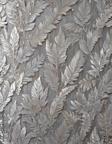 Luxury silver leaf wallpaper, seamless pattern for upscale spaces ,  luxury,  classic,  shine