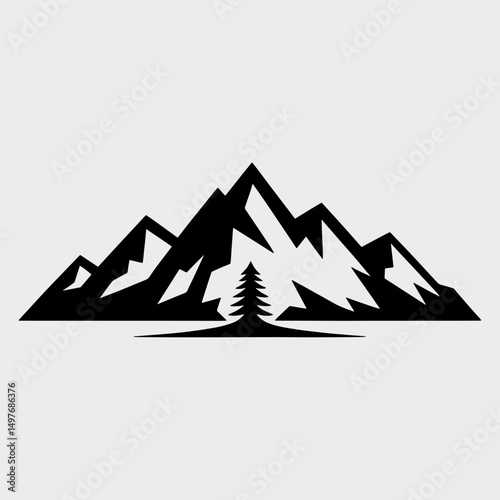 Hand drawing a mountain range silhouette vector