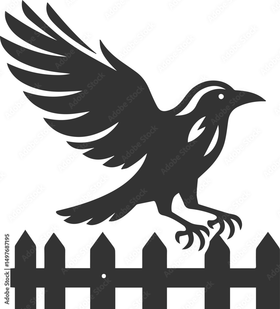 Fototapeta premium Black bird vector crow silhouette