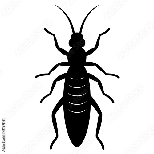 Black Silhouette of a Termite Insect Icon