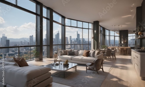 Luxurious high-rise condo, breathtaking views,  real estate,  night,  downtown
