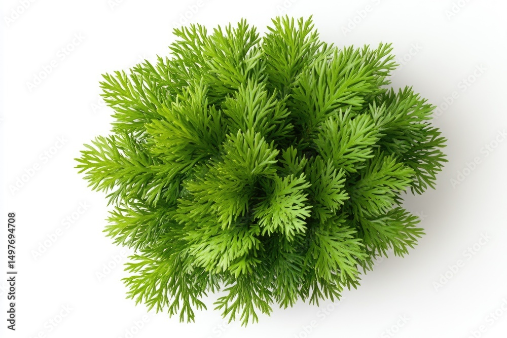 Fototapeta premium Green fern plant with lush leaves resting on white background