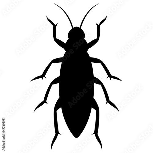 Black Silhouette of a Cockroach Insect Illustration