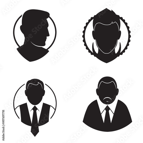 Professional business silhouettes representing profiles portrait avatars and corporate identity icons