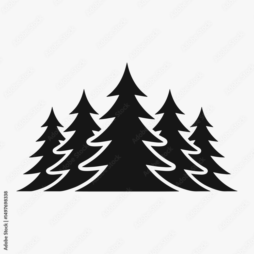 Fototapeta premium Hand drawing a tree pine silhouette vector