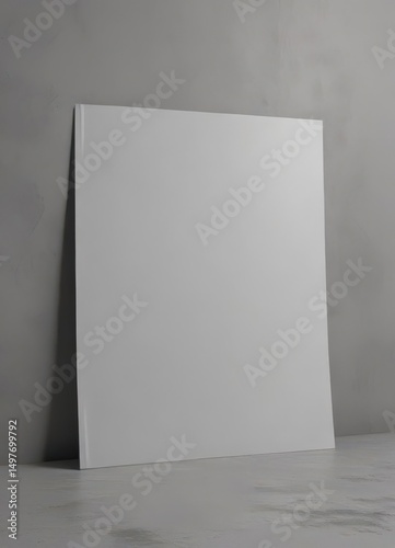 Grey backdrop features empty magazine cover, ideal for showcasing designs ,  style,  cover,  journal