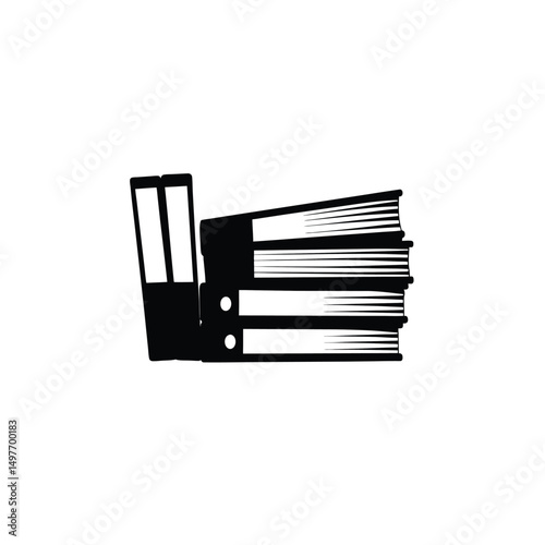 Silhouette of file binders on white background