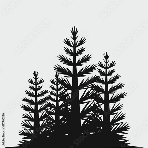 Hand drawing a tree pine silhouette vector