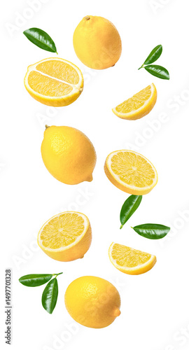 lemon slices isolated on transparent png background