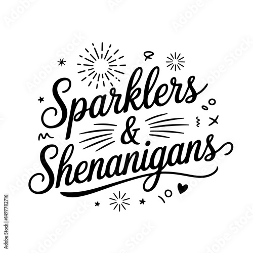 Sparklers & Shenanigans. 4th of July Quotes Vector Design Isolated on White Background