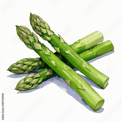 Tender Shoots & Watercolor Veils asparagus isolated watercolor vector illustration svg
