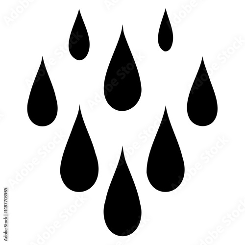 Clean water drop silhouette vector illustration on transparent background