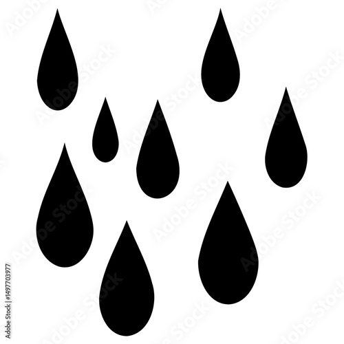 Clean water drop silhouette vector illustration on transparent background