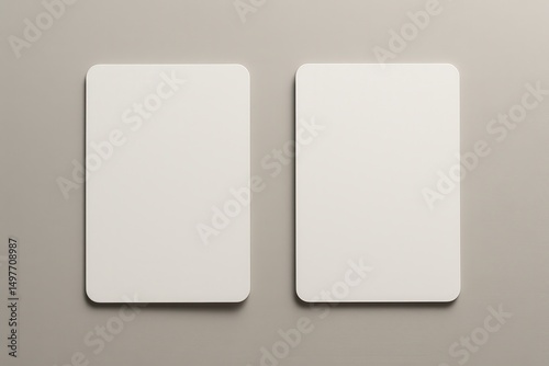 Blank Business Card Mockup: A professional-looking mockup features two blank business cards on a neutral surface, ready for your design and branding.