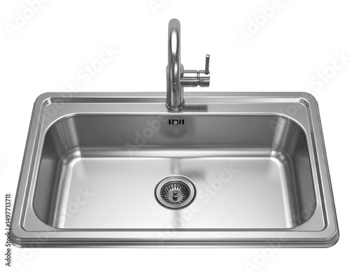 Sleek stainless steel kitchen sink with integrated faucet