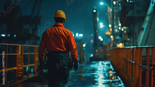 Worker walks home after a long shift.