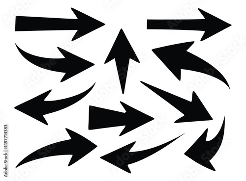 Collection of Black Arrows Vector Graphics for Design Projects, Presentations, and Websites