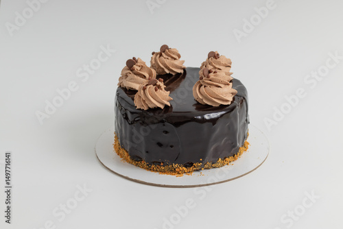 chocolate cake on a white background
