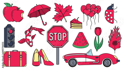 Vector Set of RED Color Objects