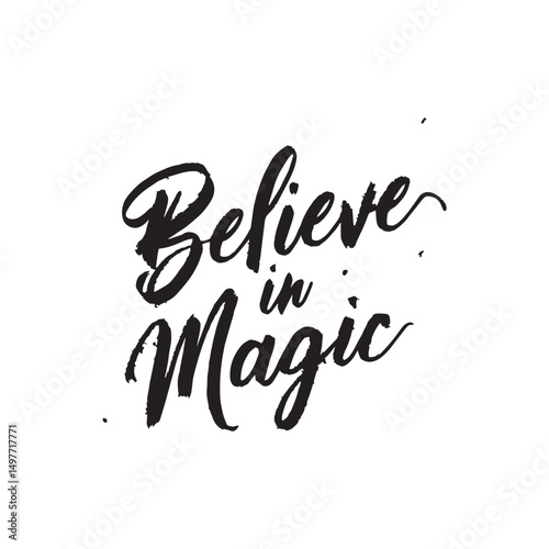 Stylish calligraphy text logo Believe in Magic