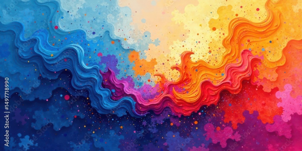 Obraz premium Abstract Colorful Waves of Vivid Hues and Energetic Splashes A Dynamic Composition