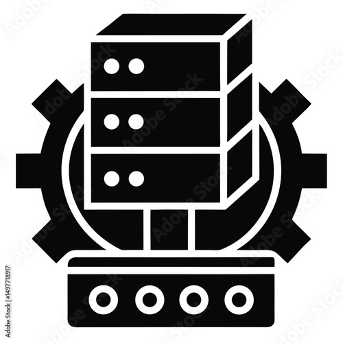 Software Developer element isolated server icon on white background