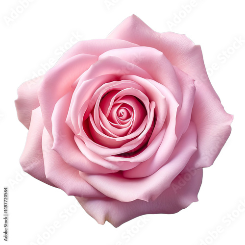 Realistic pink rose, isolated on white background