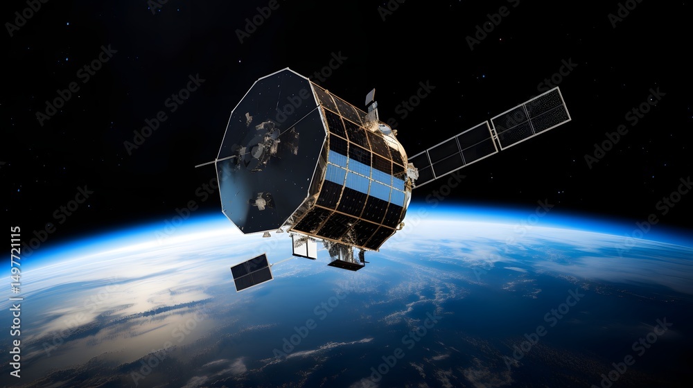 Obraz premium 87. High-tech satellite deploying time probes into space