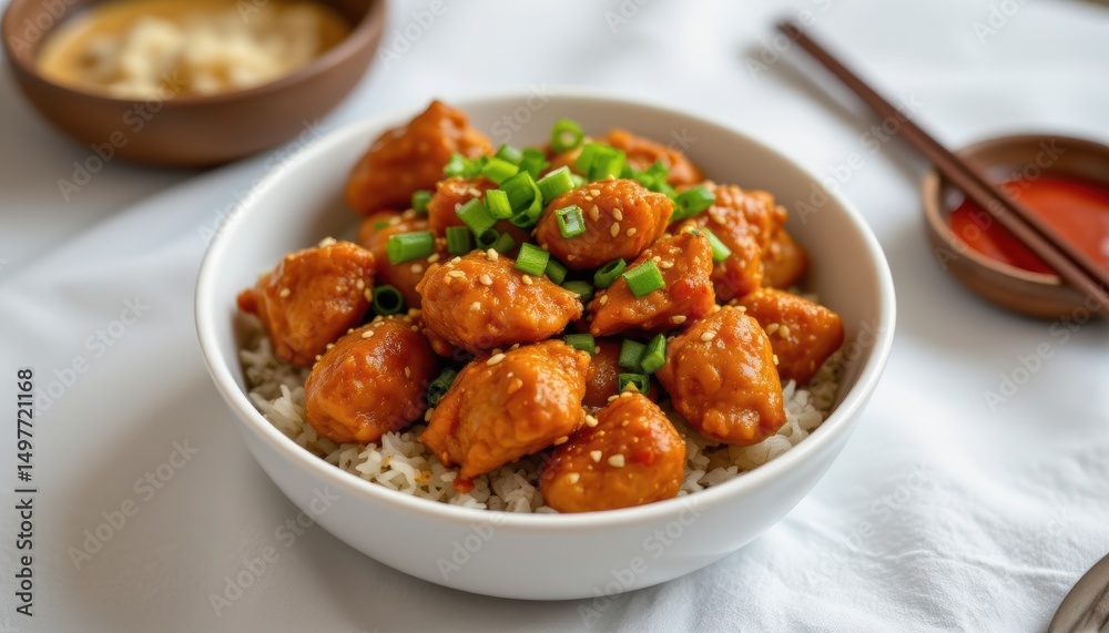title: delicious chinese general tsos chicken in a white bowl subject: a delicious plate of general tsos chicken served in a white bowl title: delicious chinese general tsos chicken in a white bowl subject: a delicious plate of general tsos chicken served in a white bowl