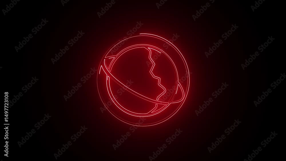 Magic bright sphere with glowing lines, reflection in surface, 3d rendering background, computer generating
