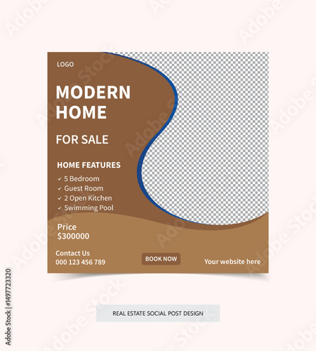 Modern Real Estate Social Media Post Design Template for Property Marketing, Realtor Promotions, Housing Ads, Real Estate Listings, and Digital Advertising Graphics