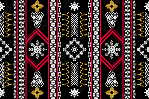 Ethnic Figure aztec embroidery style.Geometric ikat oriental traditional art pattern.Design for ethnic background,wallpaper,fashion,clothing,wrapping,fabric,element,sarong,graphic,vector illustration.