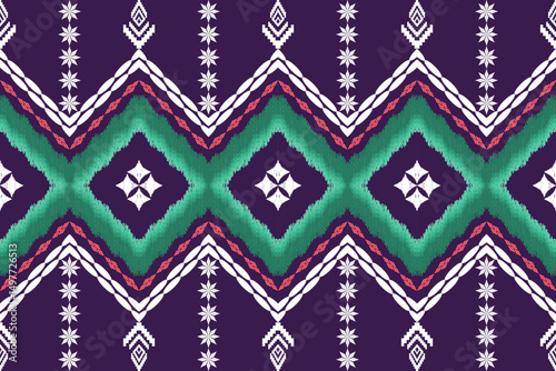 Ethnic Figure aztec embroidery style.Geometric ikat oriental traditional art pattern.Design for ethnic background,wallpaper,fashion,clothing,wrapping,fabric,element,sarong,graphic,vector illustration.