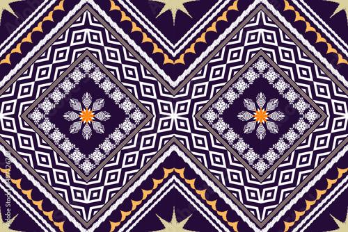 Ethnic Figure aztec embroidery style.Geometric ikat oriental traditional art pattern.Design for ethnic background,wallpaper,fashion,clothing,wrapping,fabric,element,sarong,graphic,vector illustration.