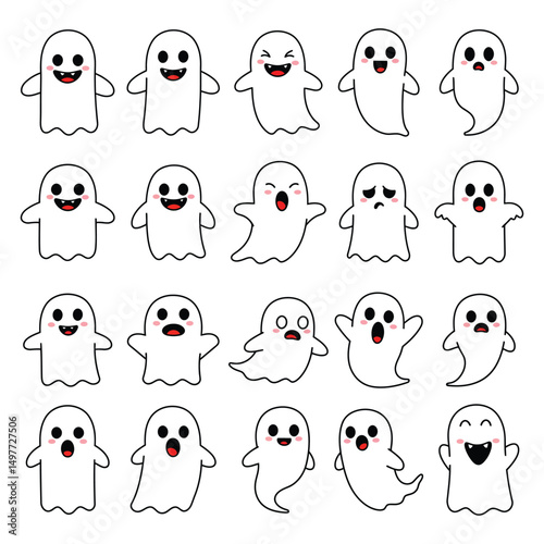 Cute Ghost Illustrations for Halloween – Fun Cartoon Vector Collection