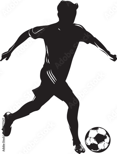 Soccer Player Silhouette Vector Illustration on Transparent Background