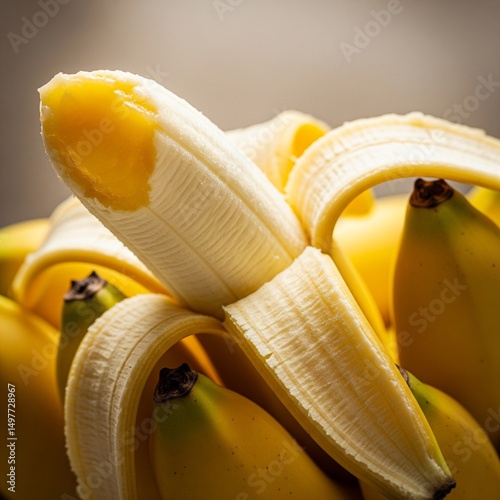 close up of beautiful peeled banana
