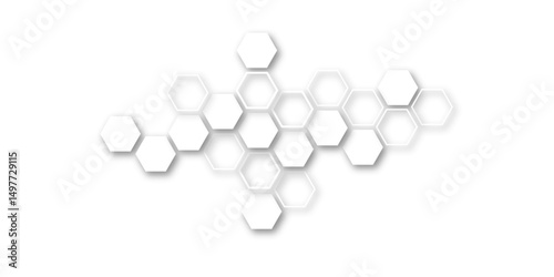 Modern and seamless pattern in design with hexagonal molecular structures in technology background.Abstract background with hexagons and geometric pattern in honeycombs design in illustration.	