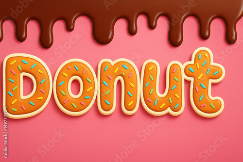 Donut Lettering with Sprinkles and Chocolate Drip