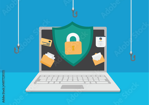 Phishing scam concept. Fraud protection, password steal, data phishing