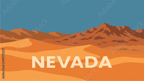 Nevada Desert Landscape with Sand Dunes.eps