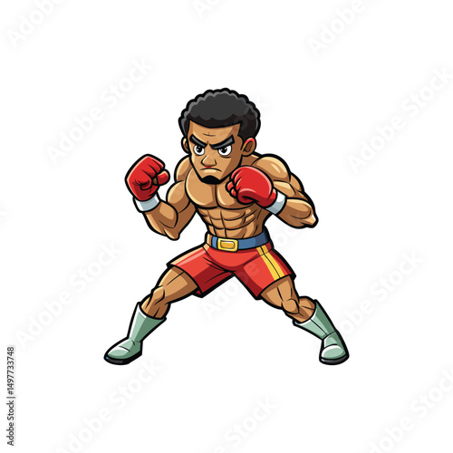 Boxer in Southpaw Fighting Stance  Vector Illustration Design on White Background