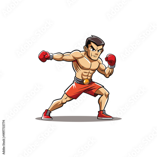 Boxer in Southpaw Fighting Stance  Vector Illustration Design on White Background