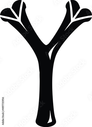 Wishbone silhouette reveals classic Y shape symbol against a bright white background