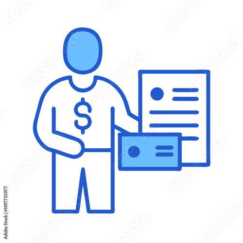 Financial advisor showing investment portfolio and business documents for wealth management planning on transparent background