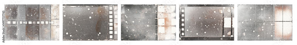 Obraz premium PNG Vintage film strip texture, element set on transparent background